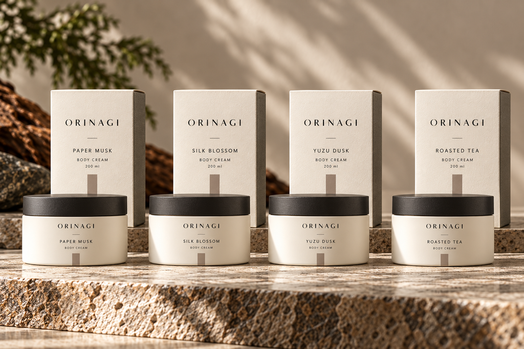 ORINAGI Body Cream scent collection — packaging concepts; sold individually