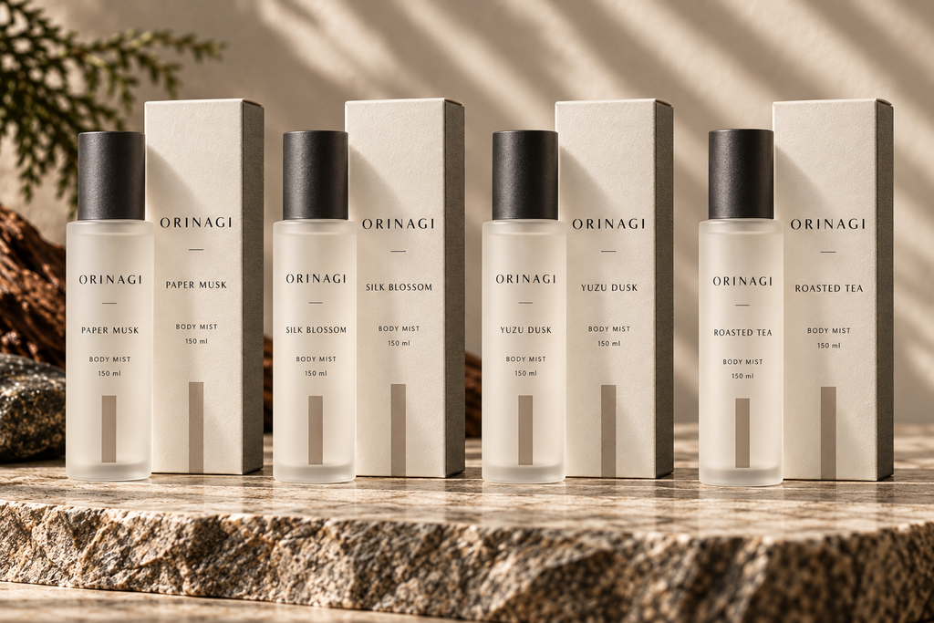 ORINAGI Body Mist scent collection — packaging concepts; sold individually