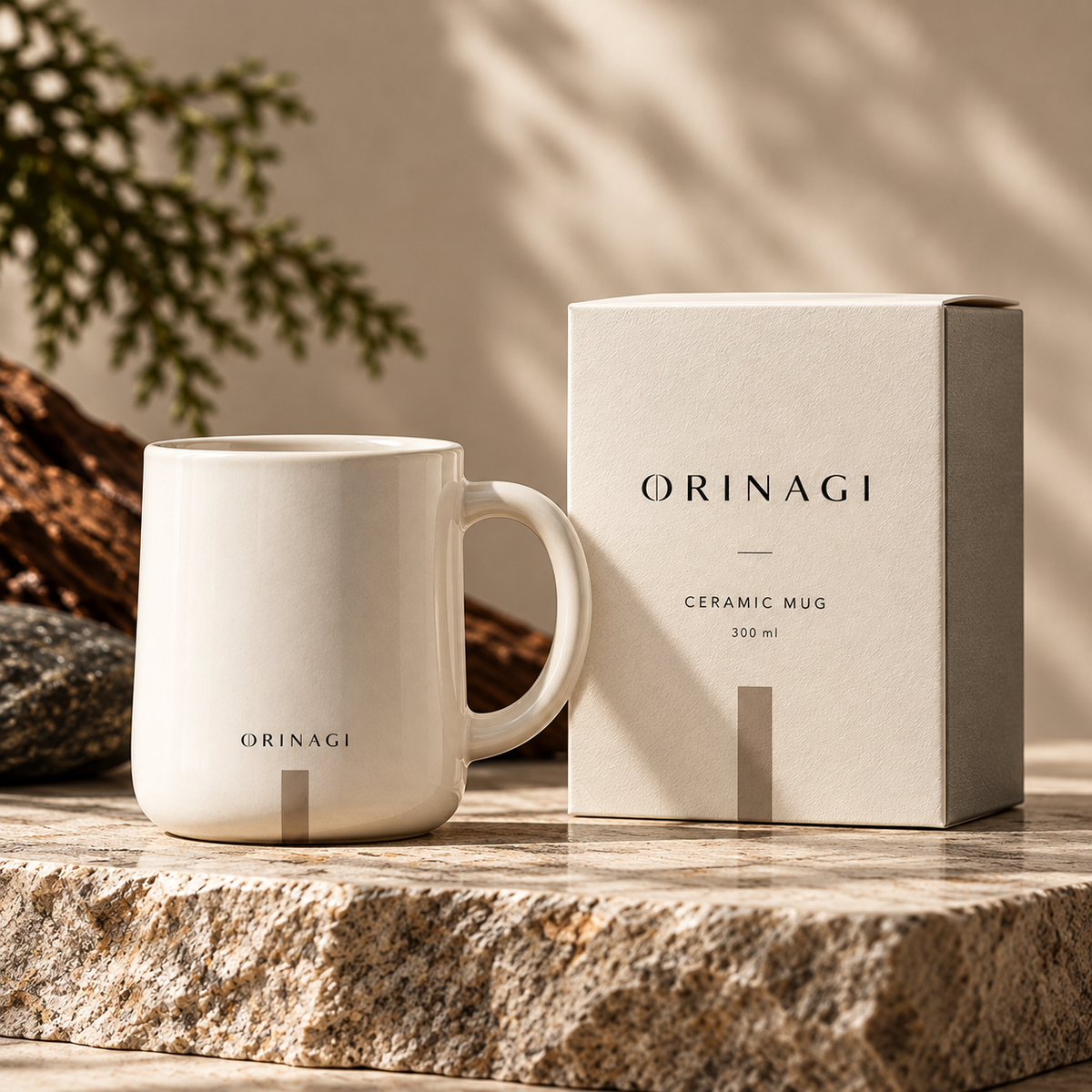 ORINAGI Ceramic Mug — packaging concept