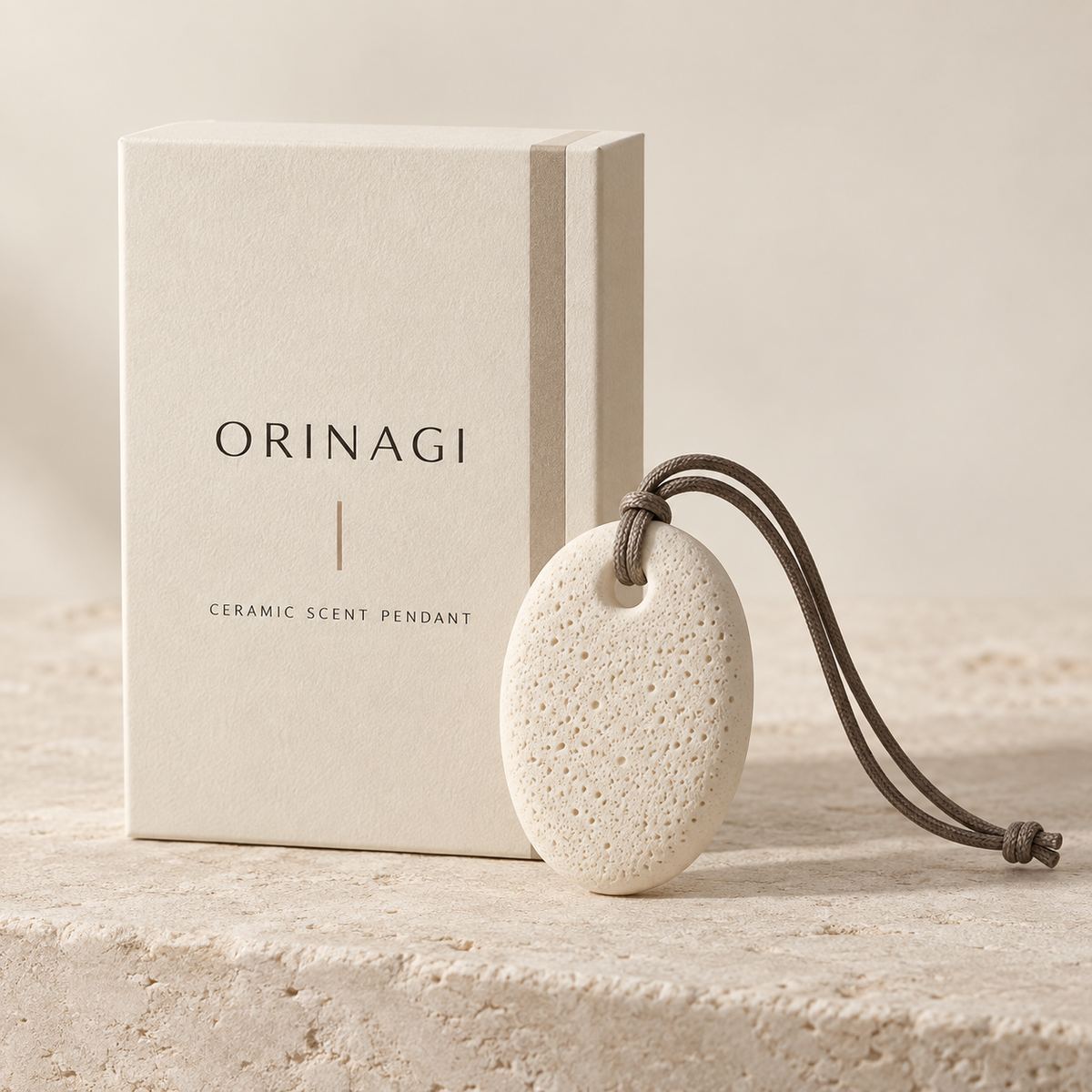 ORINAGI Ceramic Scent Pendant — product design concept