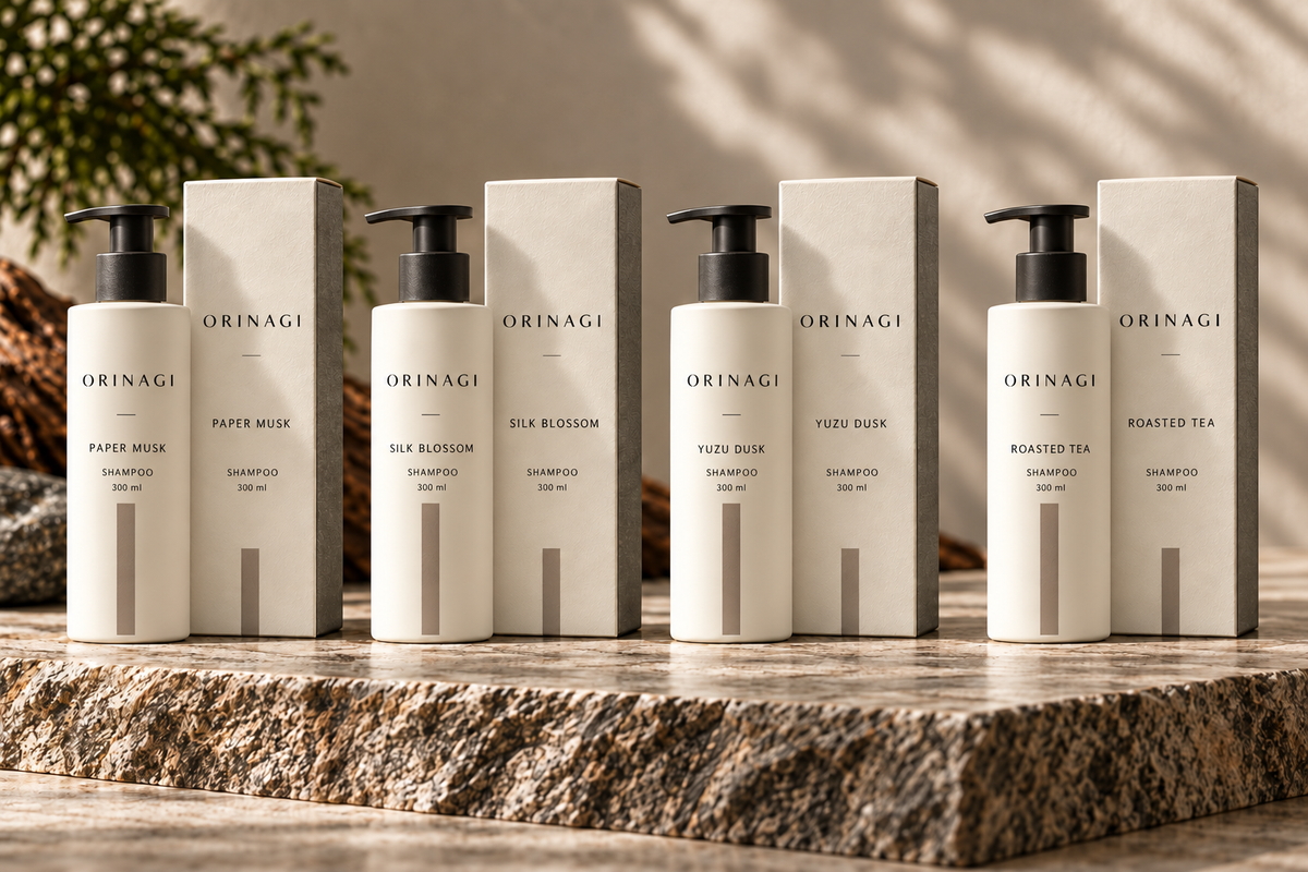 ORINAGI Shampoo scent collection — packaging concepts; sold individually