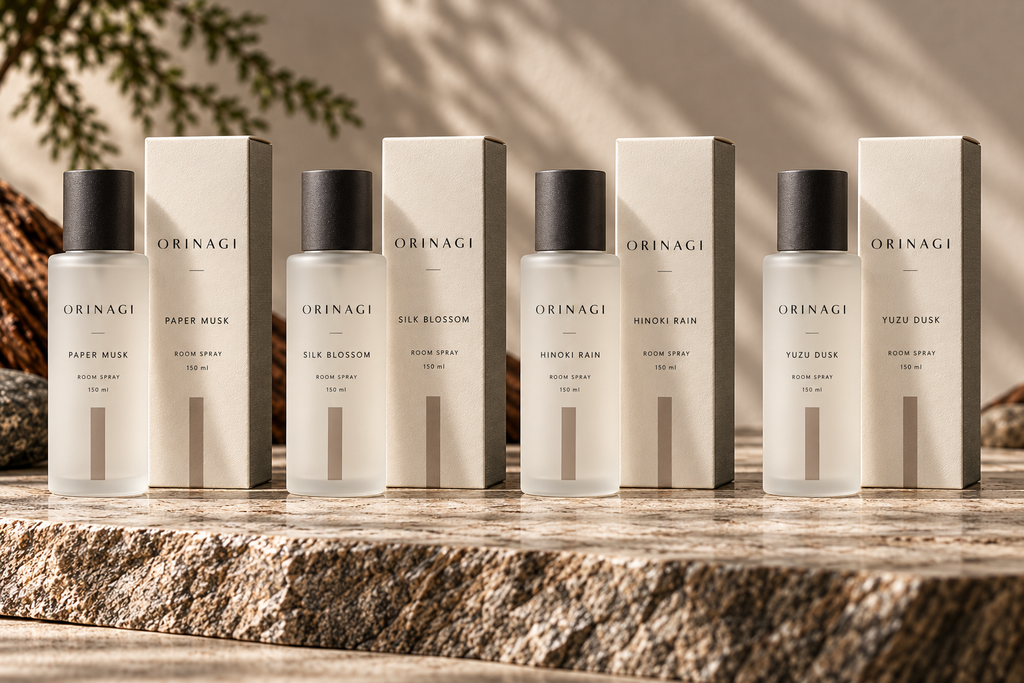 ORINAGI Room Spray scent collection — packaging concepts; sold individually