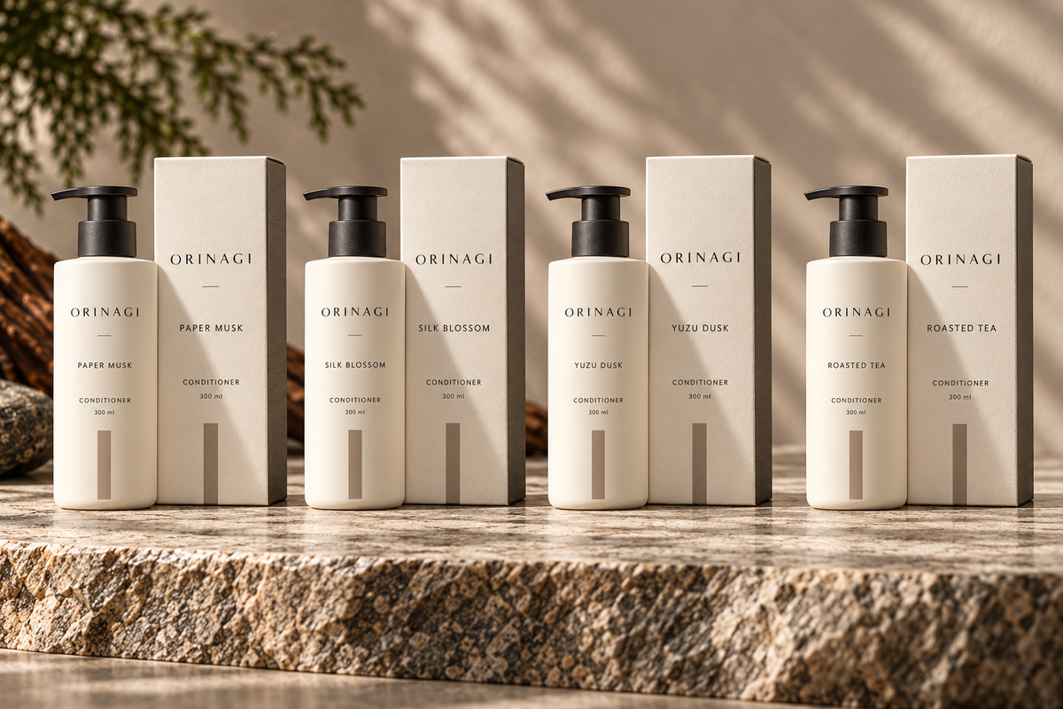 ORINAGI Conditioner scent collection — packaging concepts; sold individually