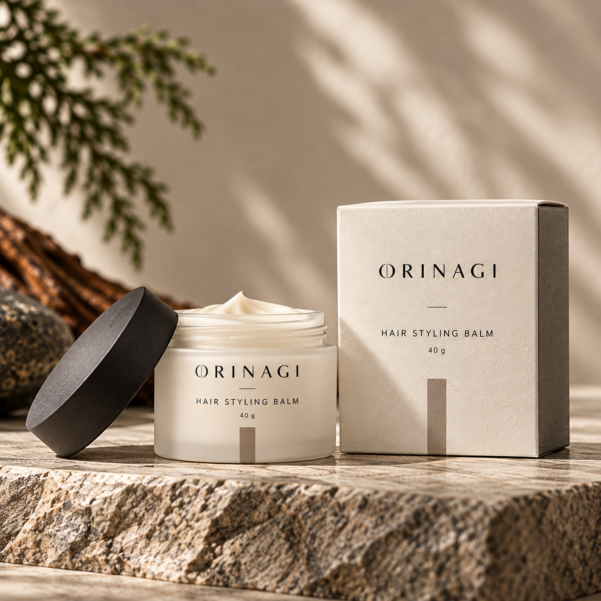 ORINAGI Hair Styling Balm — packaging concept
