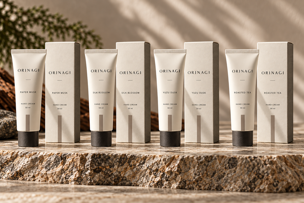 ORINAGI Hand Cream scent collection — packaging concepts; sold individually
