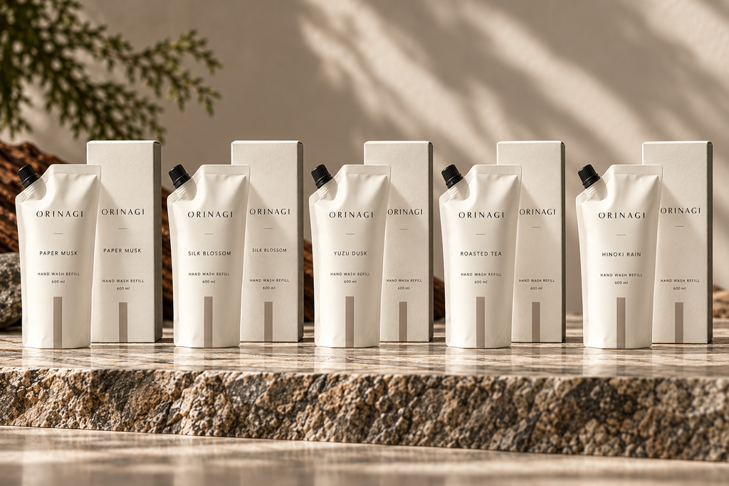 ORINAGI Hand Wash Refill scent collection — packaging concepts; sold individually