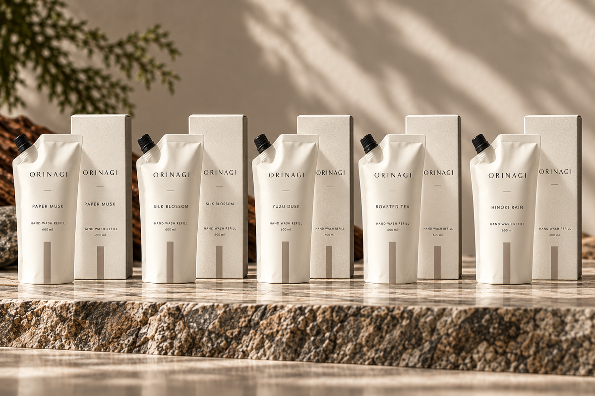 ORINAGI Hand Wash Refill scent collection — packaging concepts; sold individually