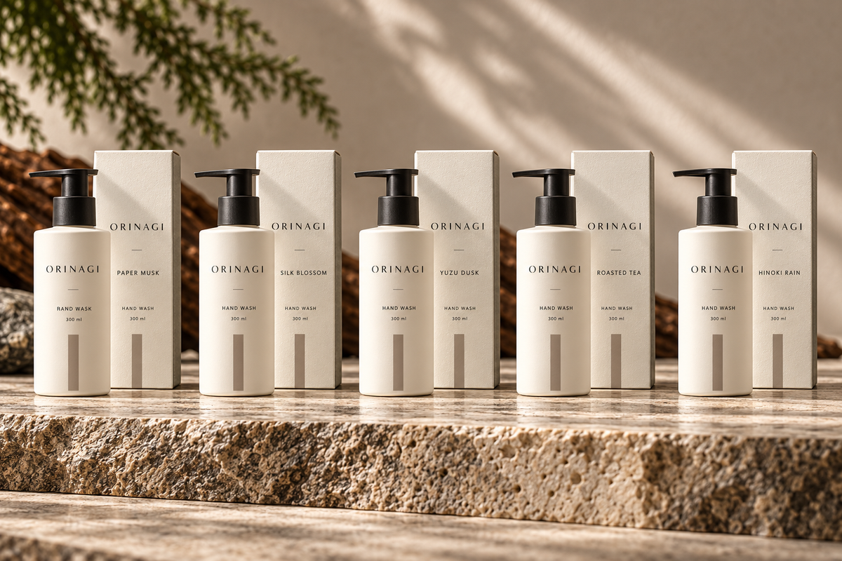ORINAGI Hand Wash scent collection — packaging concepts; sold individually