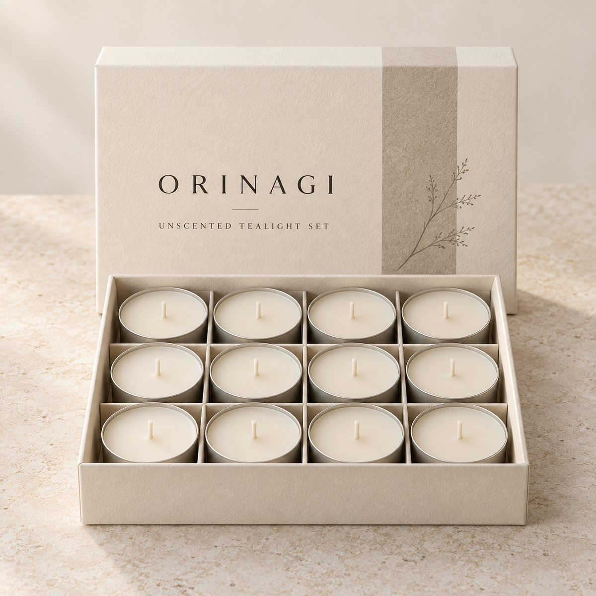 ORINAGI Unscented Tealight Set — product design concept