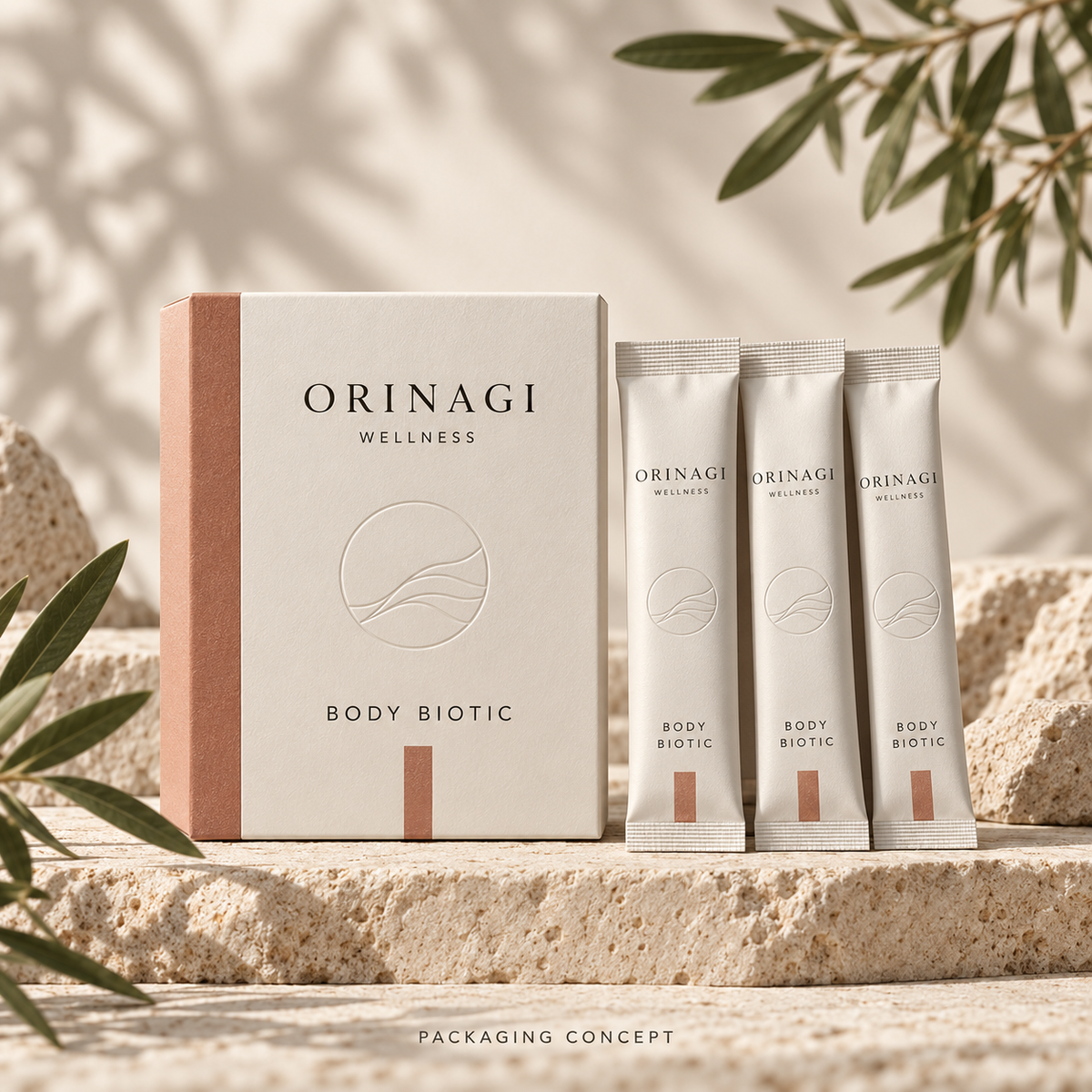 ORINAGI Wellness BODY BIOTIC — packaging concept