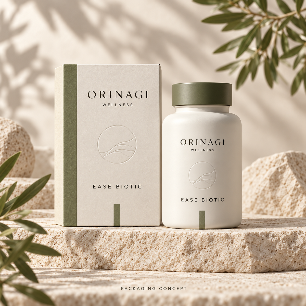 ORINAGI Wellness EASE BIOTIC — packaging concept